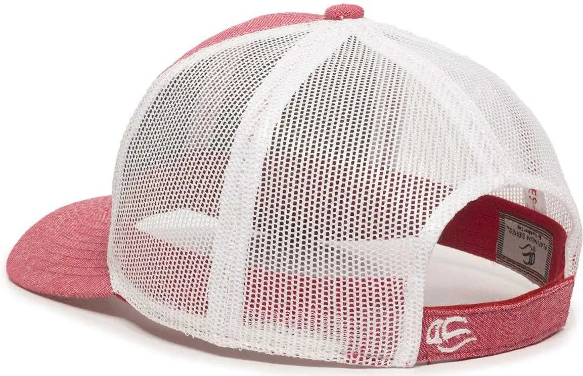 OC Sports MBW-800CB Adjustable Mesh Back Cap - Heathered Red White - Red White / 6 7/8’’ - 7 1/2’’