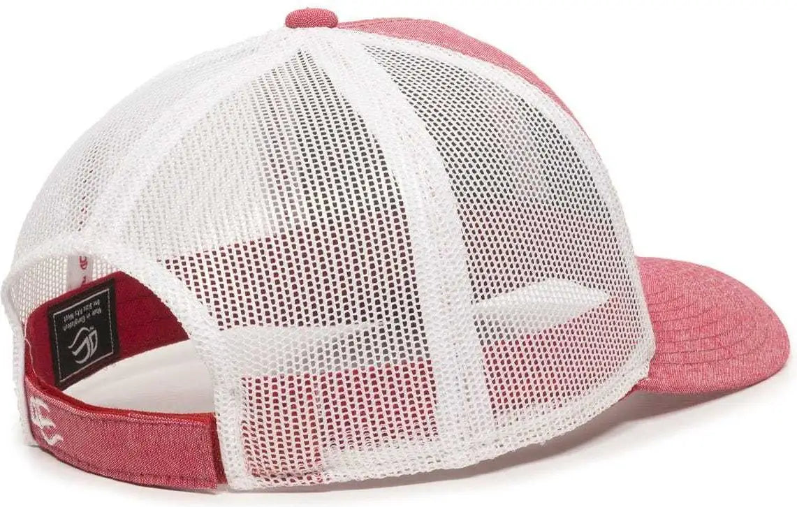 OC Sports MBW-800CB Adjustable Mesh Back Cap - Heathered Red White - Red White / 6 7/8’’ - 7 1/2’’