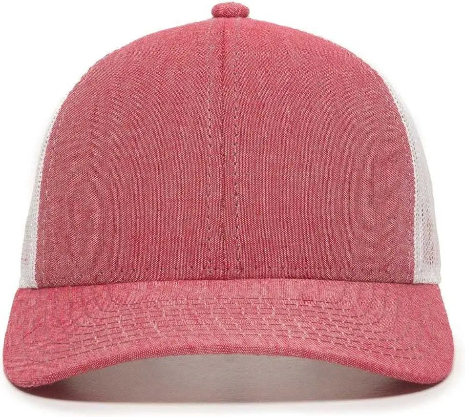 OC Sports MBW-800CB Adjustable Mesh Back Cap - Heathered Red White - Red White / 6 7/8’’ - 7 1/2’’
