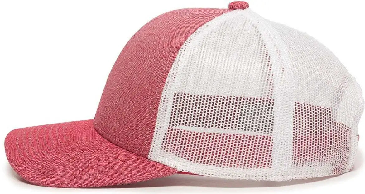 OC Sports MBW-800CB Adjustable Mesh Back Cap - Heathered Red White - Red White / 6 7/8’’ - 7 1/2’’