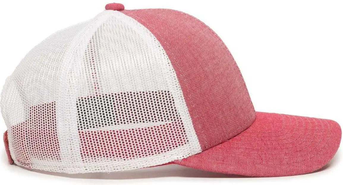 OC Sports MBW-800CB Adjustable Mesh Back Cap - Heathered Red White - Red White / 6 7/8’’ - 7 1/2’’