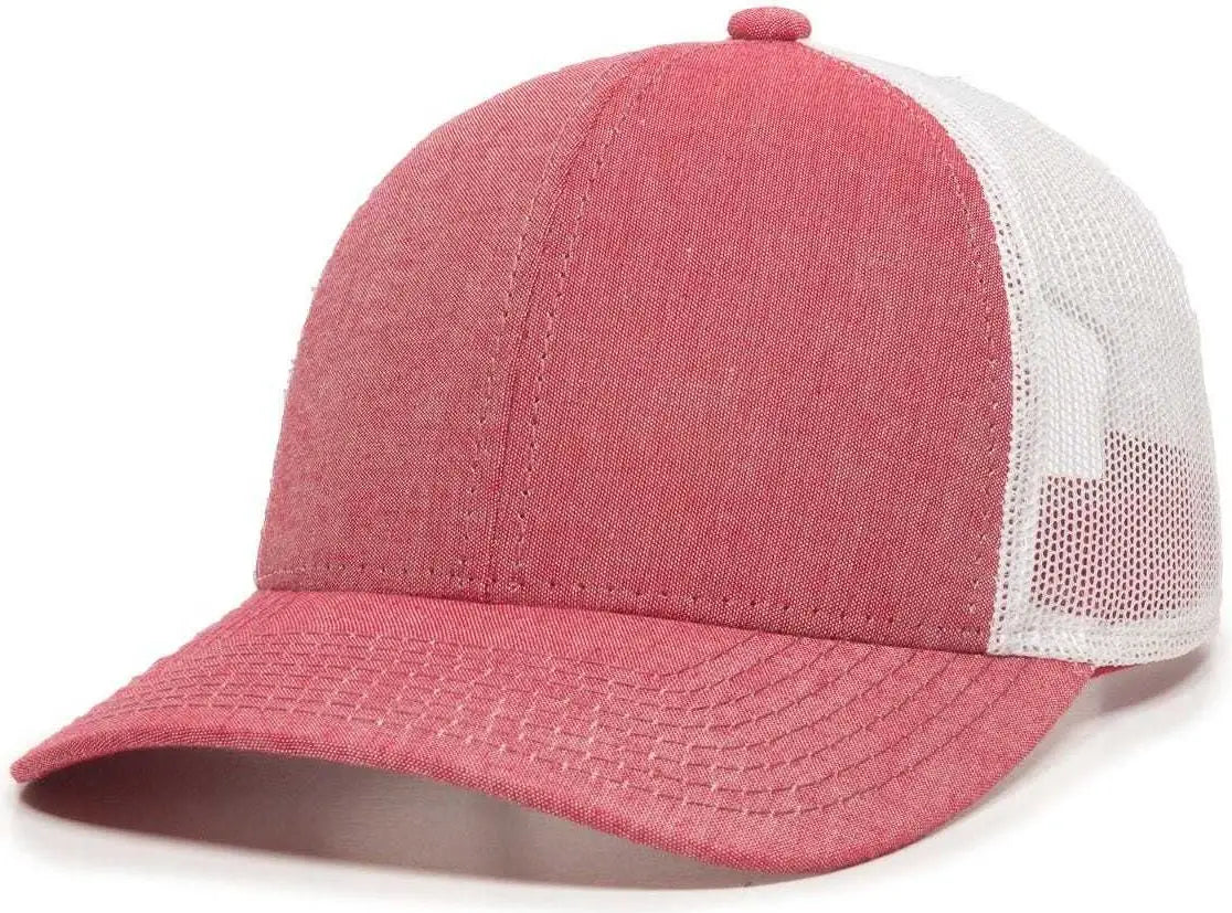 OC Sports MBW-800CB Adjustable Mesh Back Cap - Heathered Red White - Red White / 6 7/8’’ - 7 1/2’’