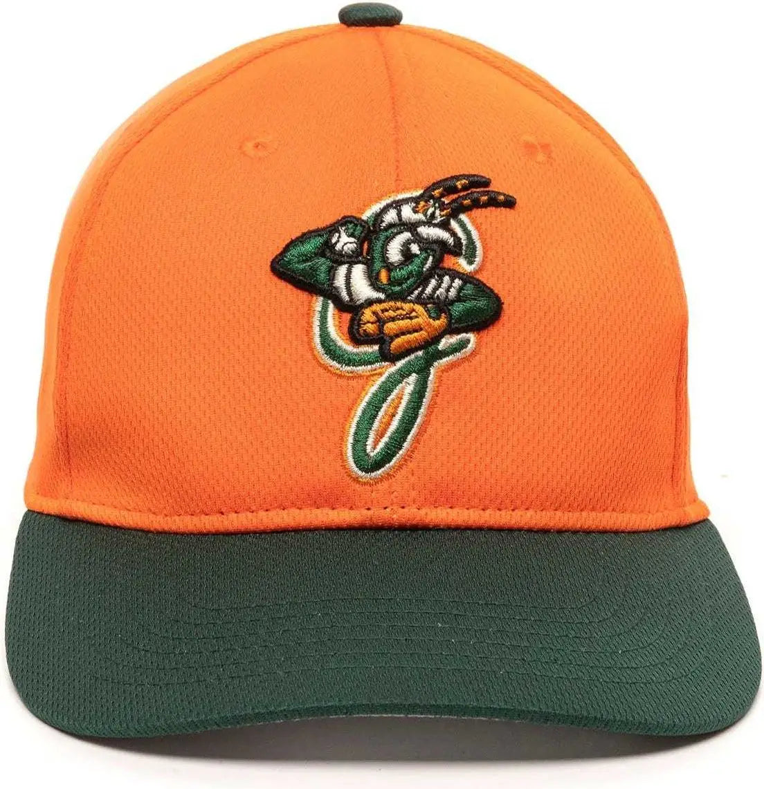 OC Sports MIN-350 MiLB Replica Polyester Baseball Cap - Greensboro Grasshoppers Orange Dark Green 2GGH