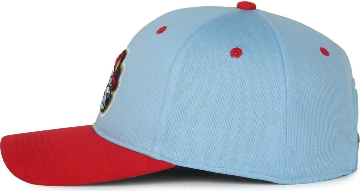 OC Sports MIN-350 MiLB Replica Polyester Baseball Cap - Peoria Chiefs Columbia Blue Red 2PC