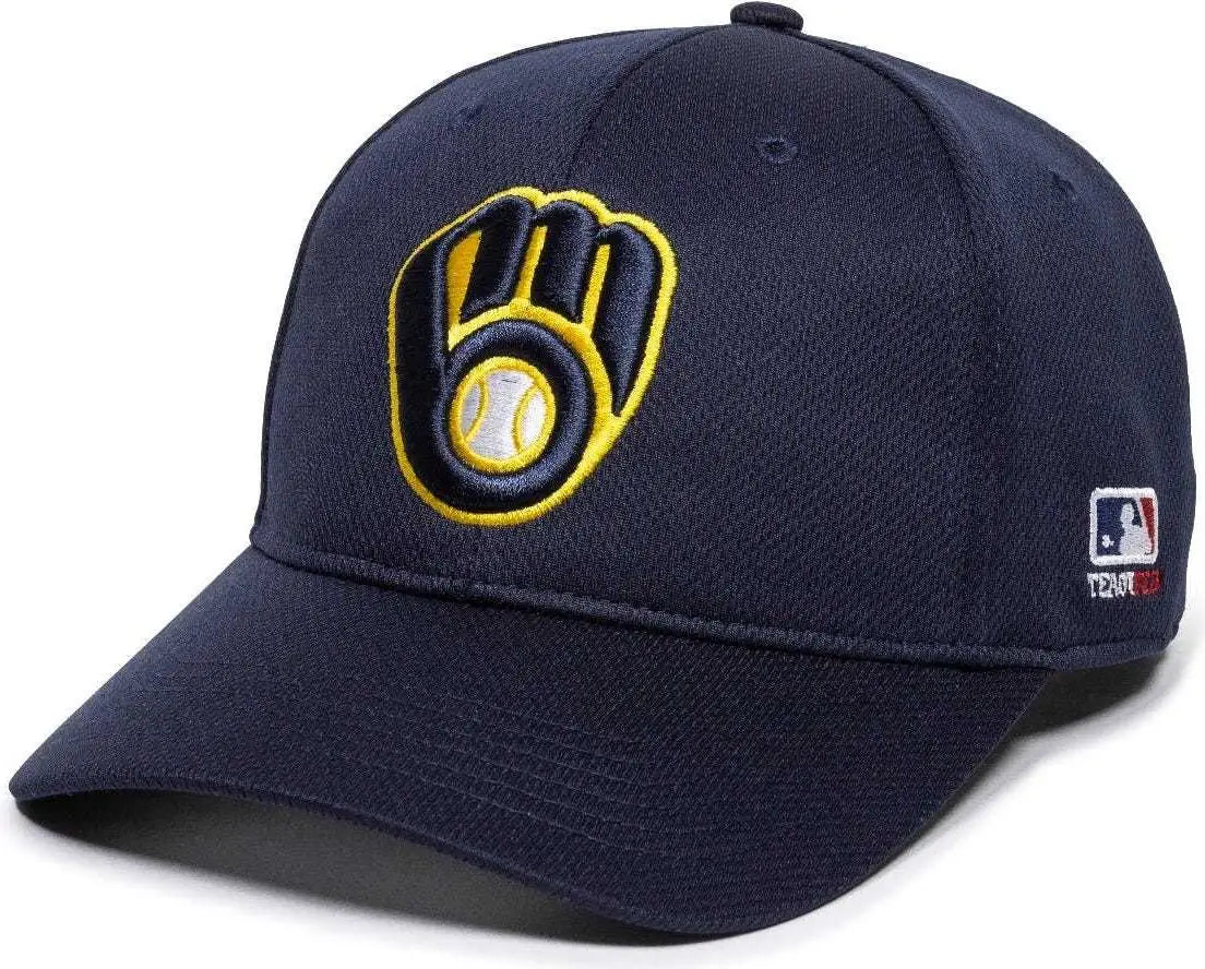 OC Sports MLB 350 MLB Polyester Baseball Adjustable Cap Milwaukee Brewers Navy Home & Road