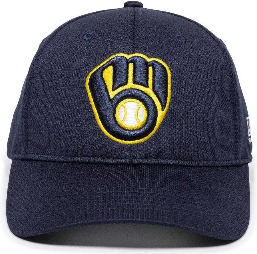 OC Sports MLB 350 MLB Polyester Baseball Adjustable Cap Milwaukee Brewers Navy Home & Road