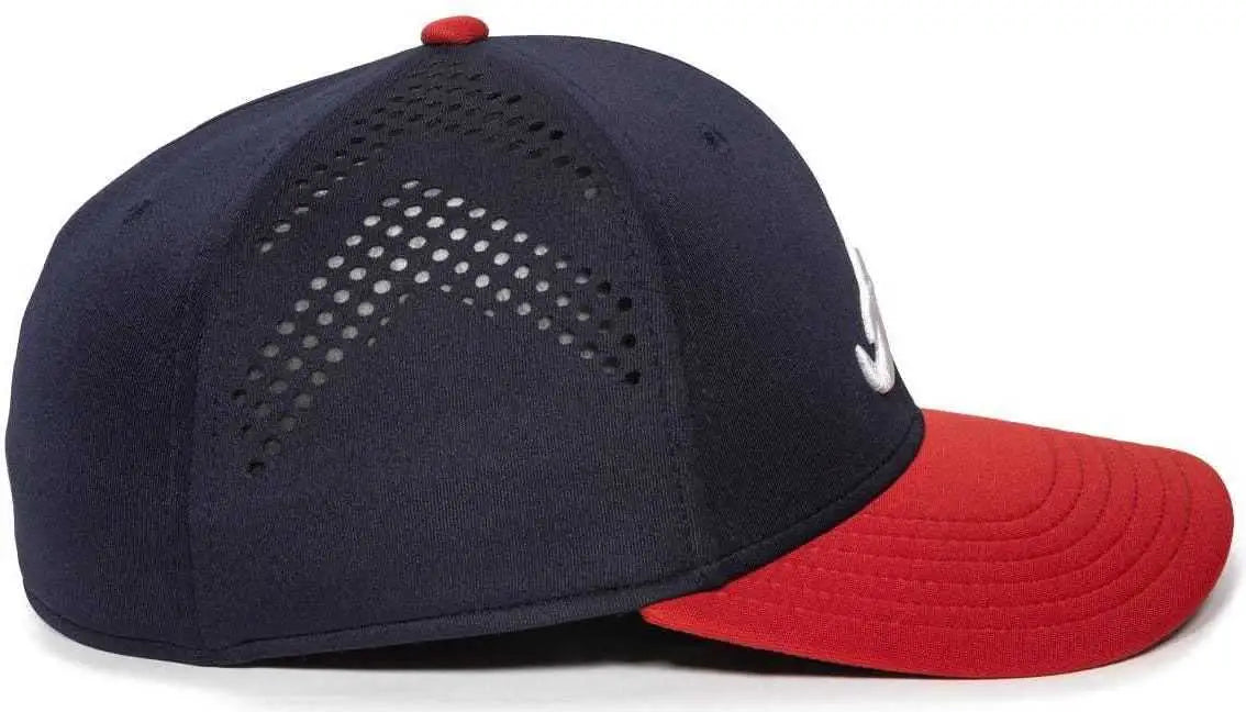 OC Sports MLB-600 Perforated Stretchfit Baseball Cap - Atlanta Braves