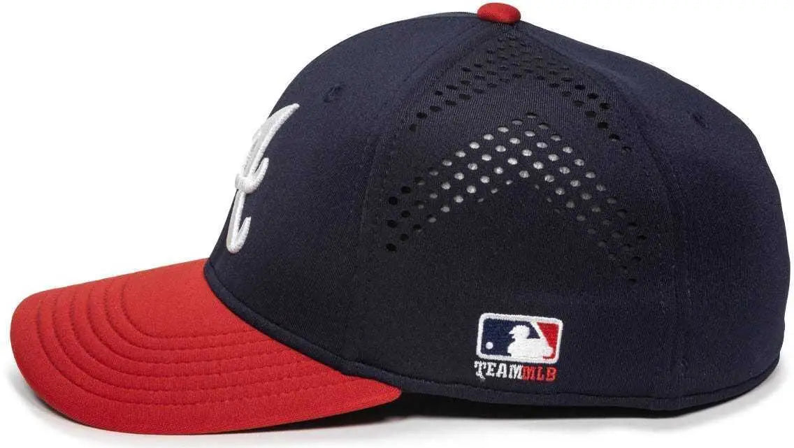 OC Sports MLB-600 Perforated Stretchfit Baseball Cap - Atlanta Braves