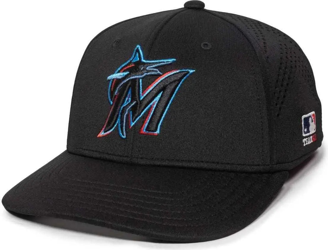 OC Sports MLB-600 Perforated Stretchfit Baseball Cap - Miami Marlins