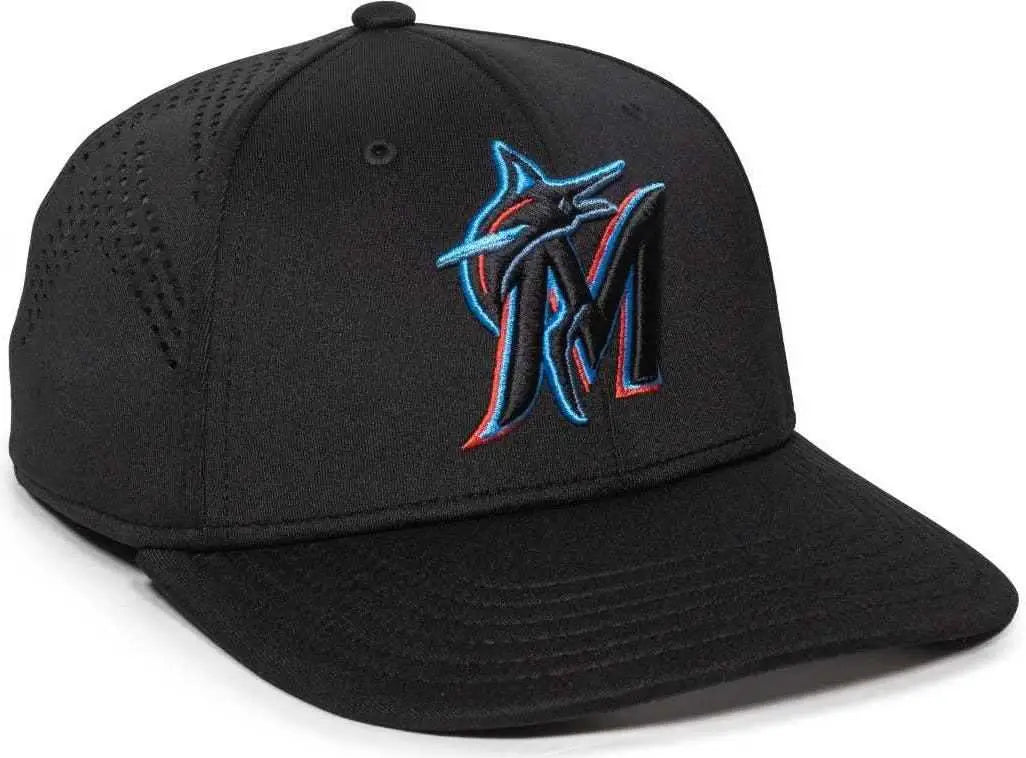 OC Sports MLB-600 Perforated Stretchfit Baseball Cap - Miami Marlins