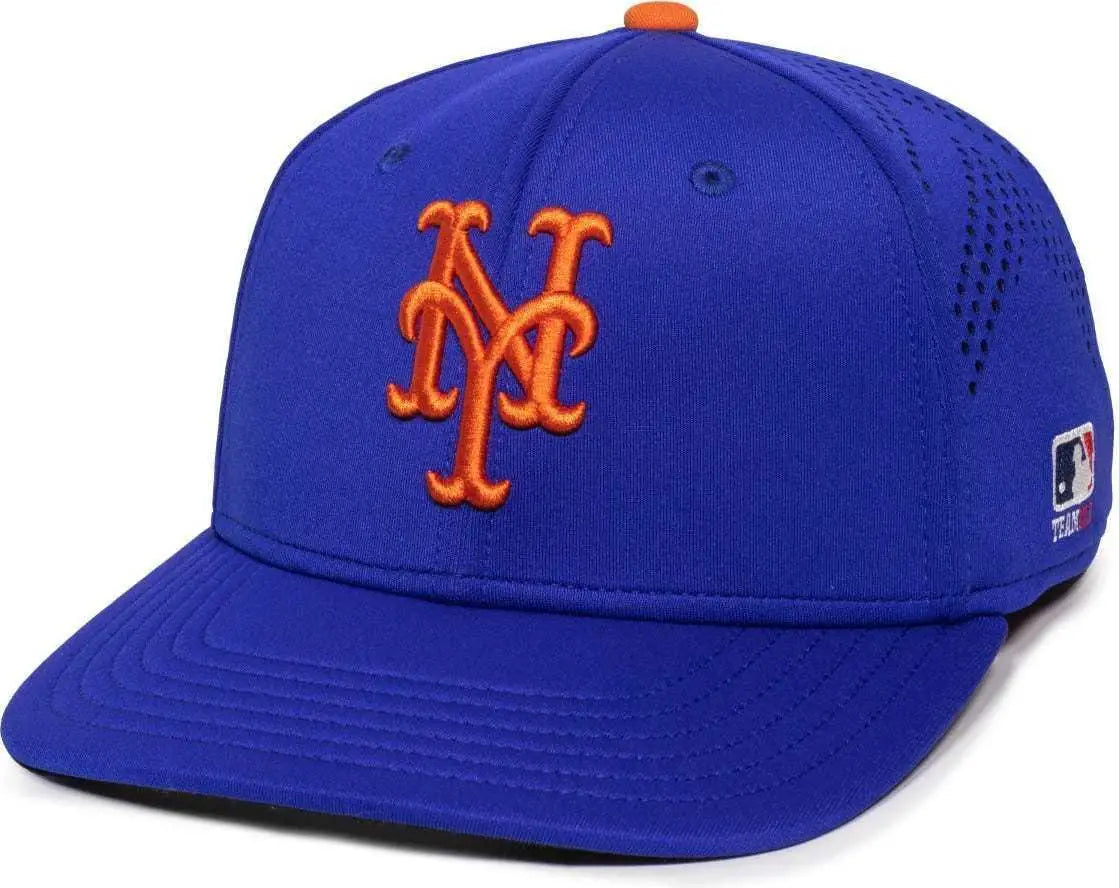 OC Sports MLB-600 Perforated Stretchfit Baseball Cap - New York Mets