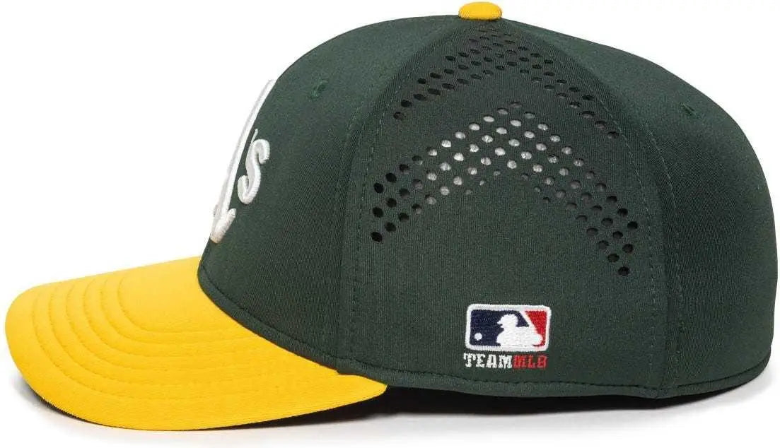 OC Sports MLB-600 Perforated Stretchfit Baseball Cap - Oakland Athletics