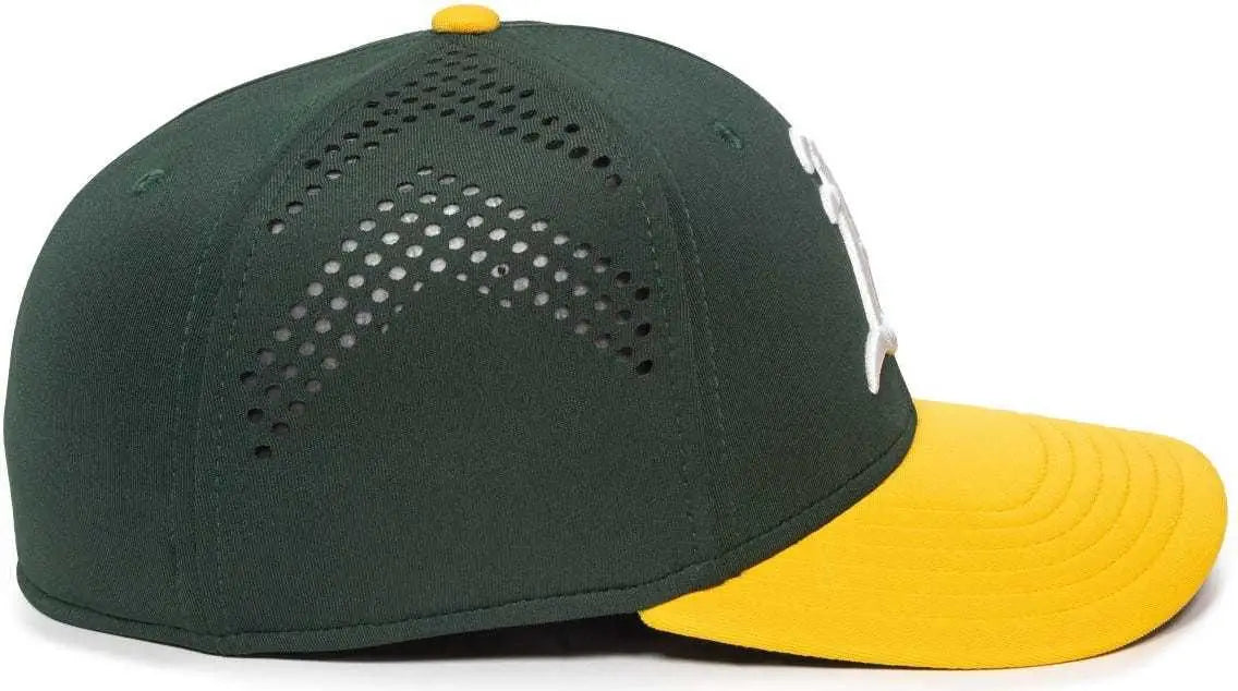 OC Sports MLB-600 Perforated Stretchfit Baseball Cap - Oakland Athletics