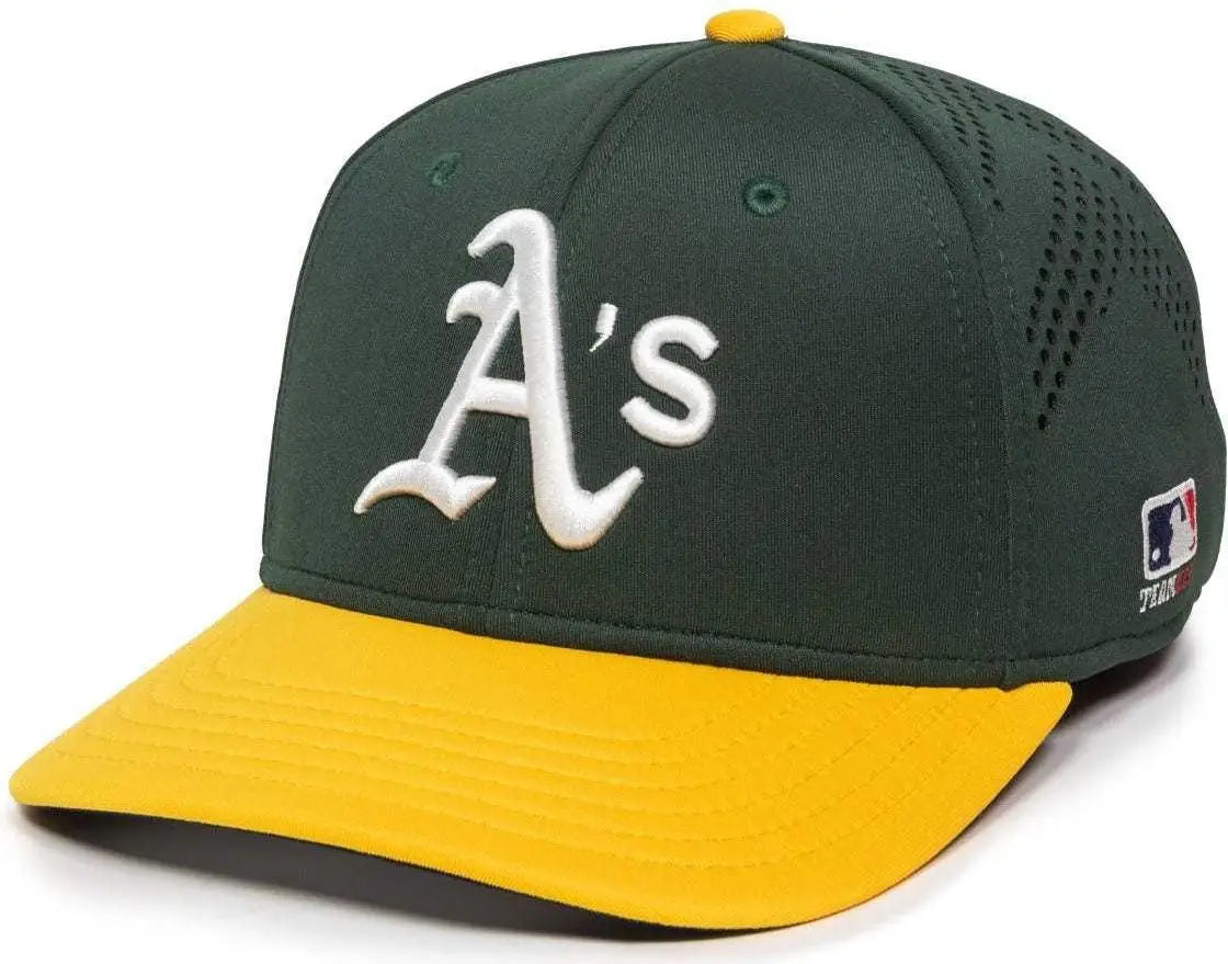 OC Sports MLB-600 Perforated Stretchfit Baseball Cap - Oakland Athletics