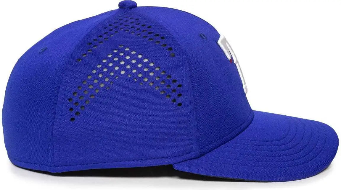 OC Sports MLB-600 Perforated Stretchfit Baseball Cap - Texas Rangers