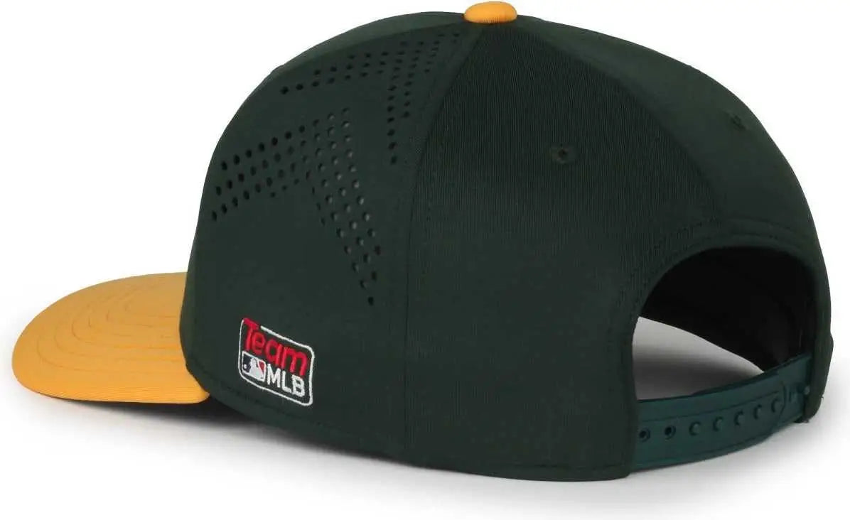 OC Sports MLB-650 Performance Snapback Baseball Cap - Oakland Athletics - Forest Gold / One Size Fits Most
