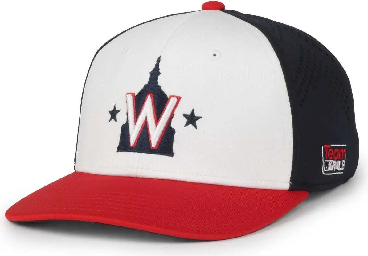 OC Sports MLB-650 Performance Snapback Baseball Cap - Washington National - White Navy Red / One Size Fits Most