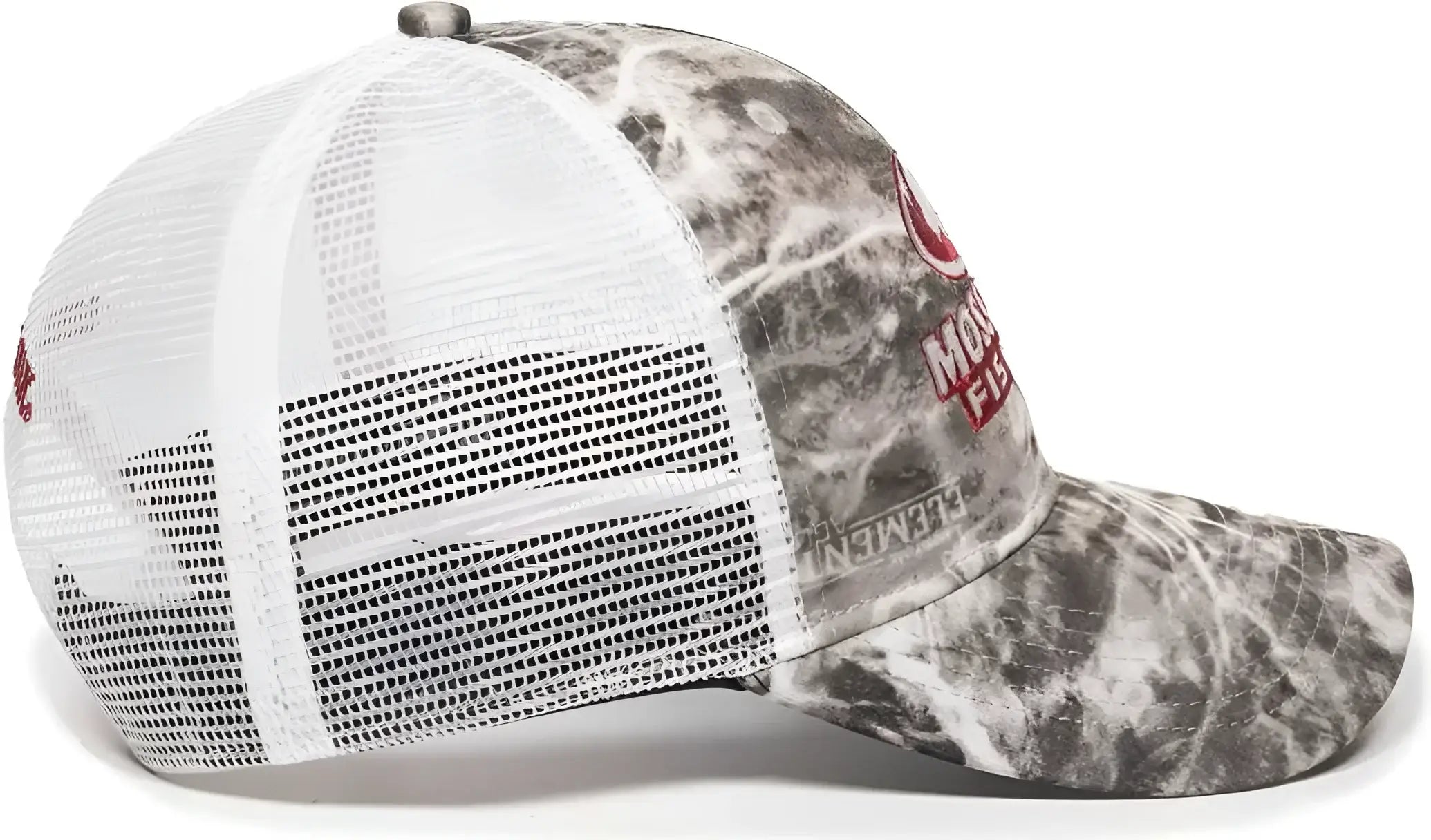 OC Sports MOFS44A Mossey Oak Fishing Cap Mesh Back - Mossy Oak Elements Agua Manta White - Mossy Oak White / 6 7/8’’