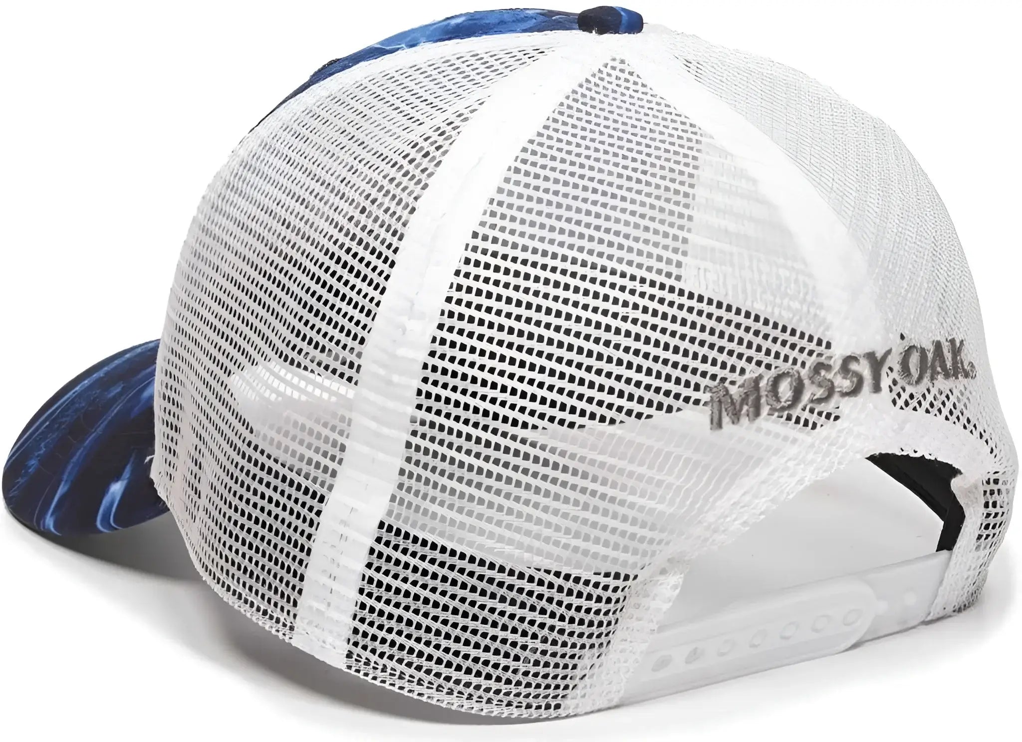 OC Sports MOFS44A Mossey Oak Fishing Polyester Camo Front Panels Cap - Mossy Oak Elements Agua Marlin White - Mossy Oak