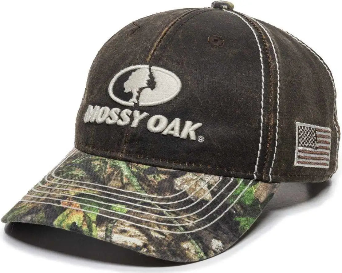 OC Sports MOFS46A Mossey Oak Hard Pigment-Dyed Twill Cap - Brown Mossy Oak Break-Up Country - Brown Mossy Oak / 6 7/8’’
