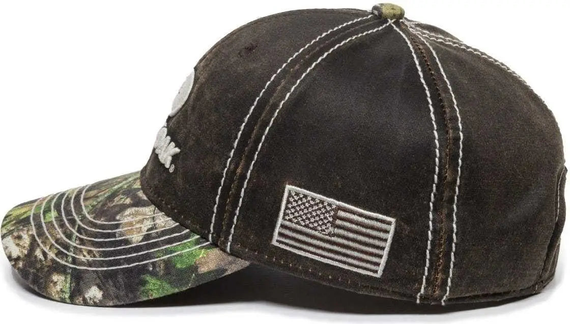 OC Sports MOFS46A Mossey Oak Hard Pigment-Dyed Twill Cap - Brown Mossy Oak Break-Up Country - Brown Mossy Oak / 6 7/8’’
