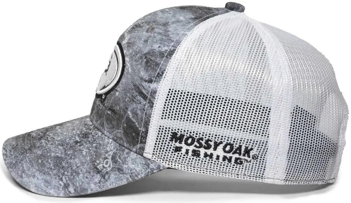 OC Sports MOFS49A Mossey Oak Fishing Cap Mesh Back Mossy Oak Elements Coastal Cloudbank White Mossy Oak White / 6 7/8’’