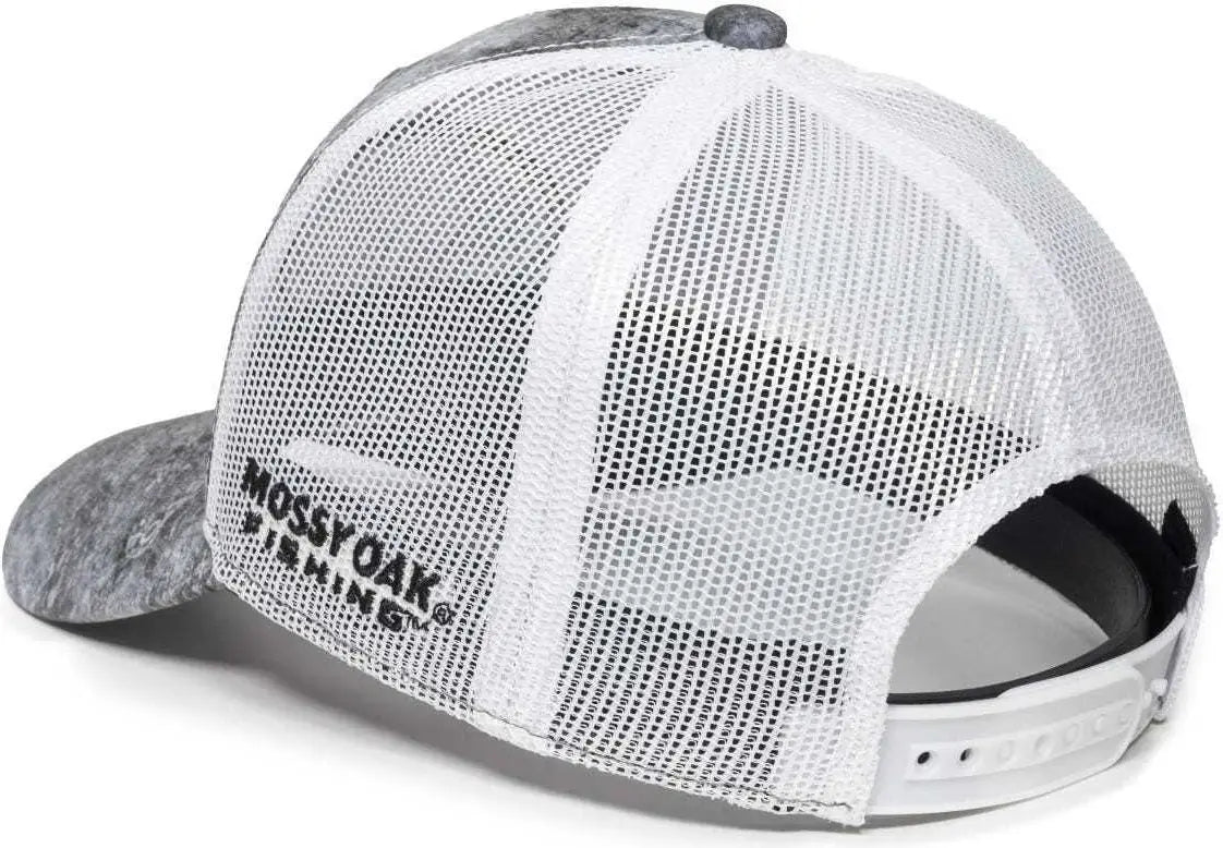 OC Sports MOFS49A Mossey Oak Fishing Cap Mesh Back Mossy Oak Elements Coastal Cloudbank White Mossy Oak White / 6 7/8’’