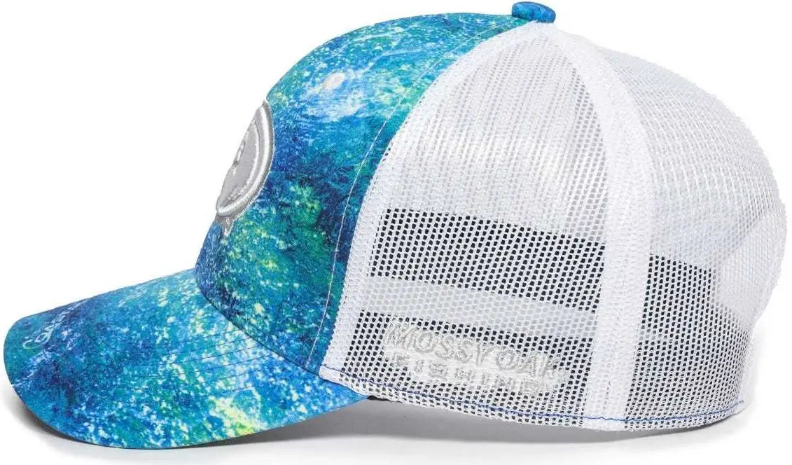 OC Sports MOFS49A Mossey Oak Fishing Cap Mesh Back - Mossy Oak Elements Coastal Inshore White - Mossy Oak White / 6