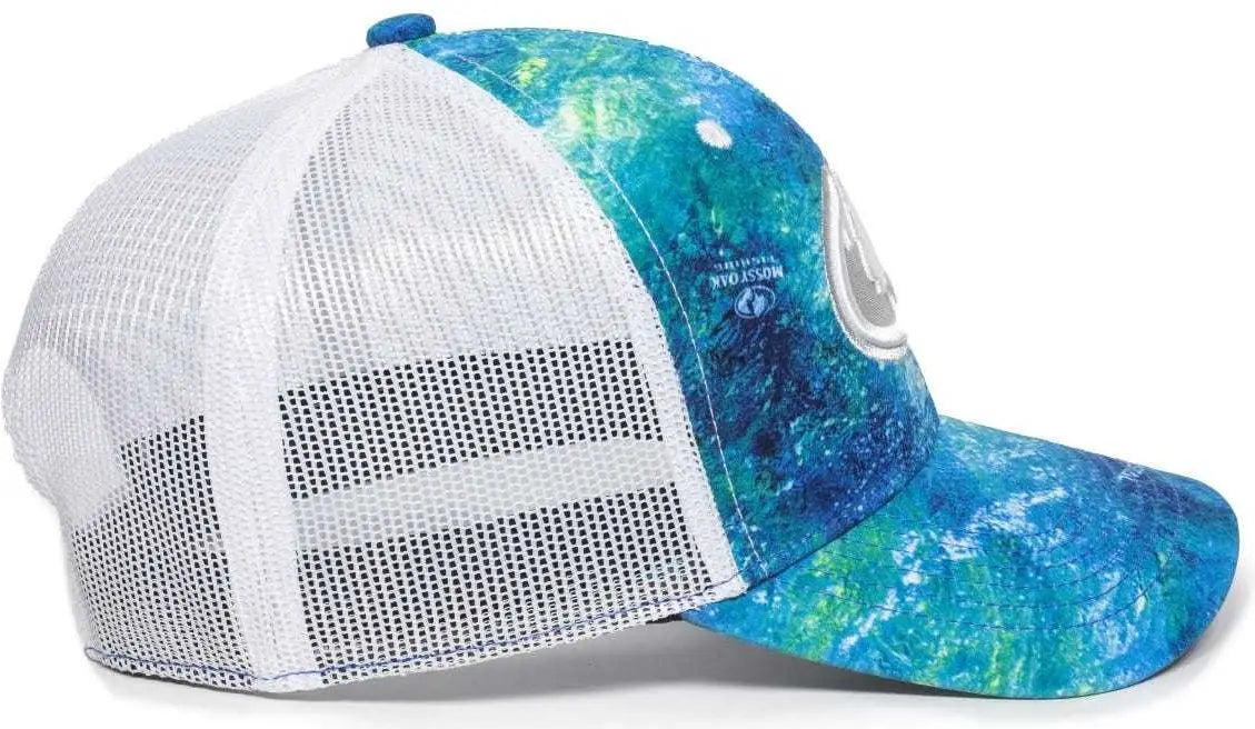 OC Sports MOFS49A Mossey Oak Fishing Cap Mesh Back - Mossy Oak Elements Coastal Inshore White - Mossy Oak White / 6