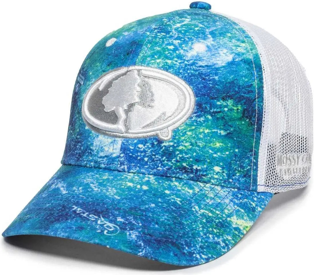 OC Sports MOFS49A Mossey Oak Fishing Cap Mesh Back - Mossy Oak Elements Coastal Inshore White - Mossy Oak White / 6