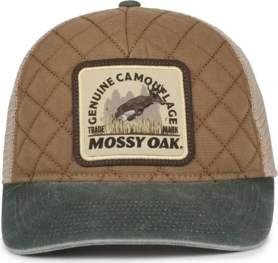 OC Sports MOFS56 Mossy Oak Genuine Camouflage Patch Cap -Mustard Tea Stain Dark Green - Green / OSFM