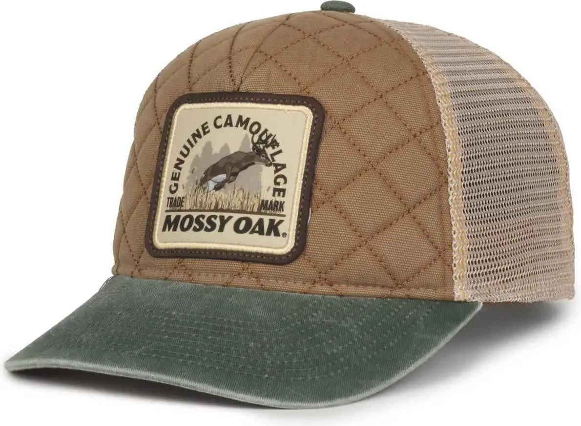 OC Sports MOFS56 Mossy Oak Genuine Camouflage Patch Cap -Mustard Tea Stain Dark Green - Green / OSFM