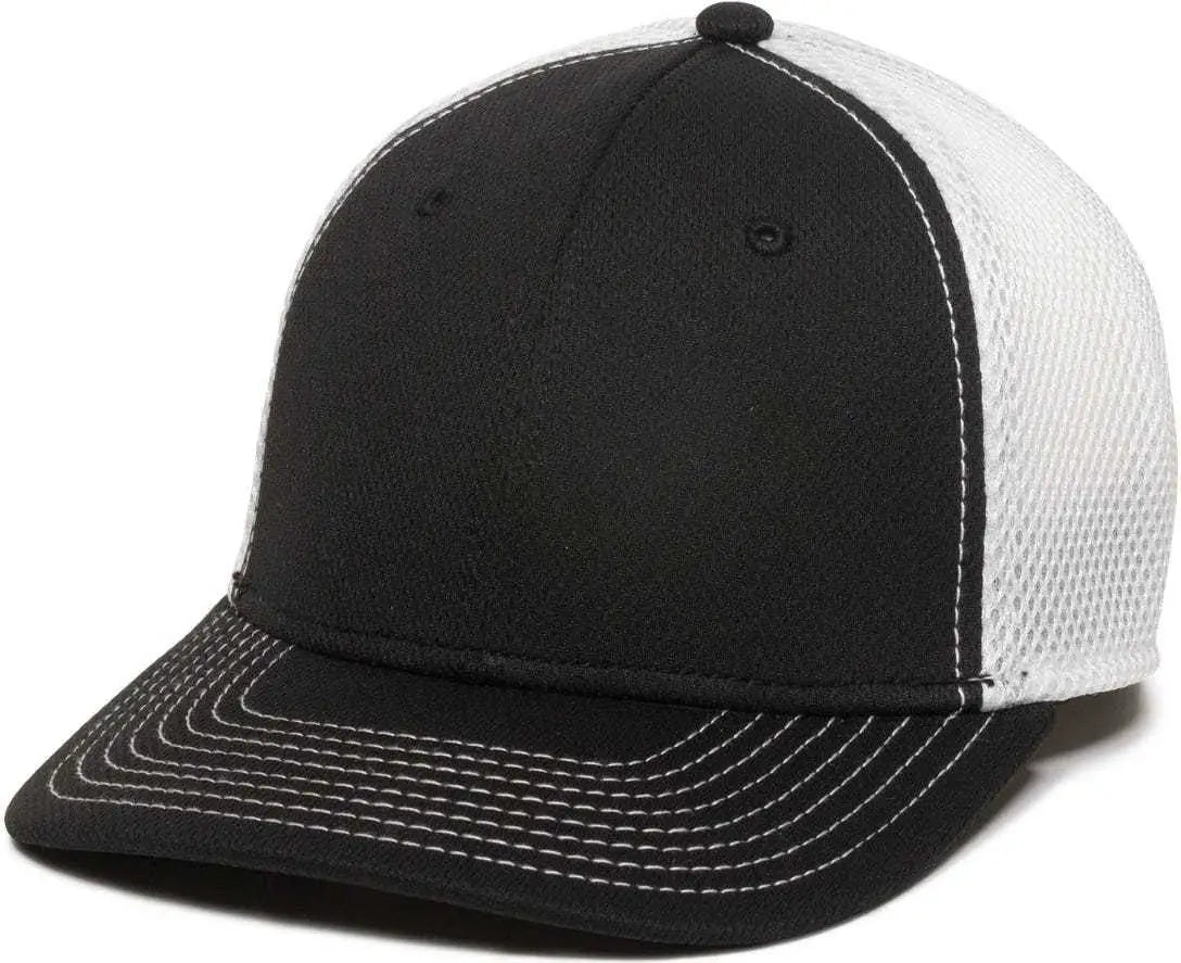 OC Sports MWS1125 Proflex Fit Sandwich Mesh Ball Cap - Black White