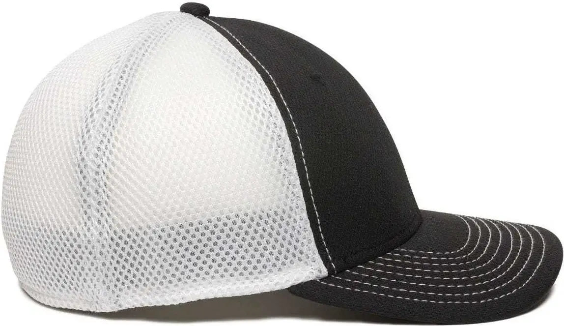 OC Sports MWS1125 Proflex Fit Sandwich Mesh Ball Cap - Black White