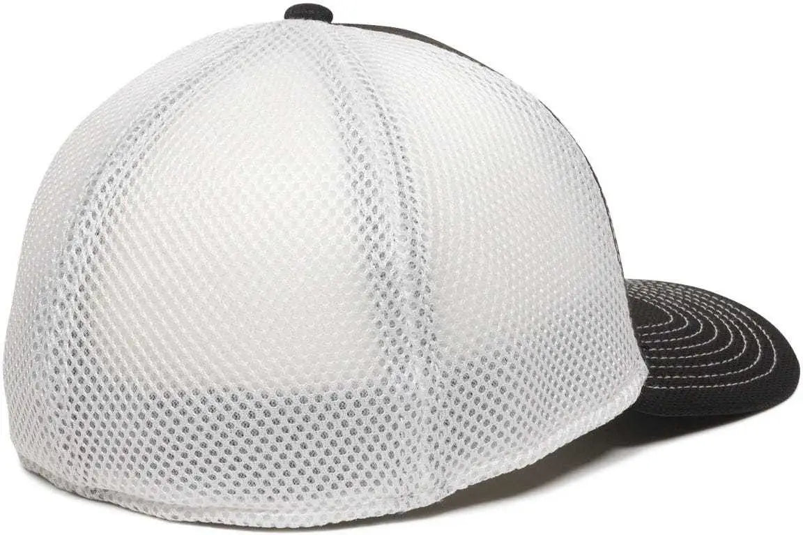 OC Sports MWS1125 Proflex Fit Sandwich Mesh Ball Cap - Black White