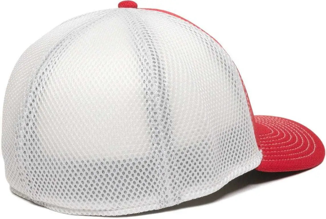 OC Sports MWS1125 Proflex Fit Sandwich Mesh Ball Cap - Red White