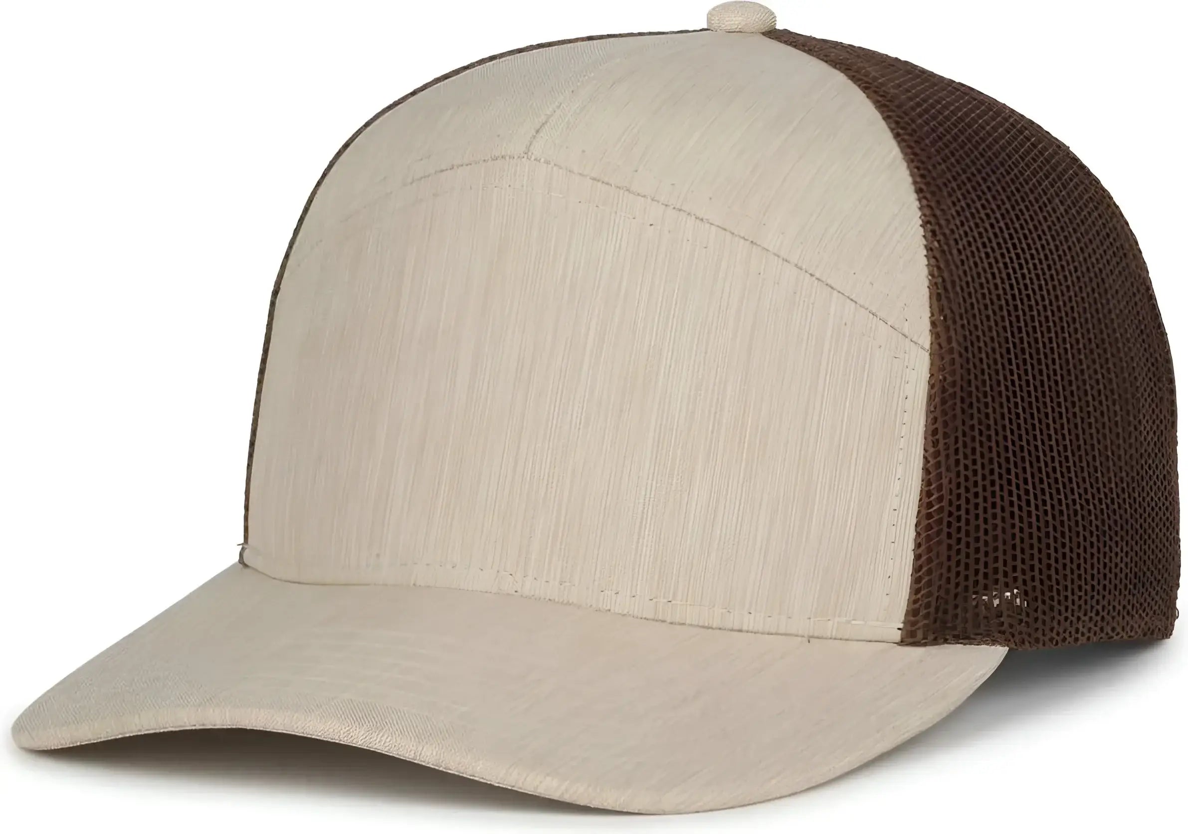 OC Sports OC106 7-Panel Mesh Back Cap -Heathered Stone Brown - Brown / OSFM