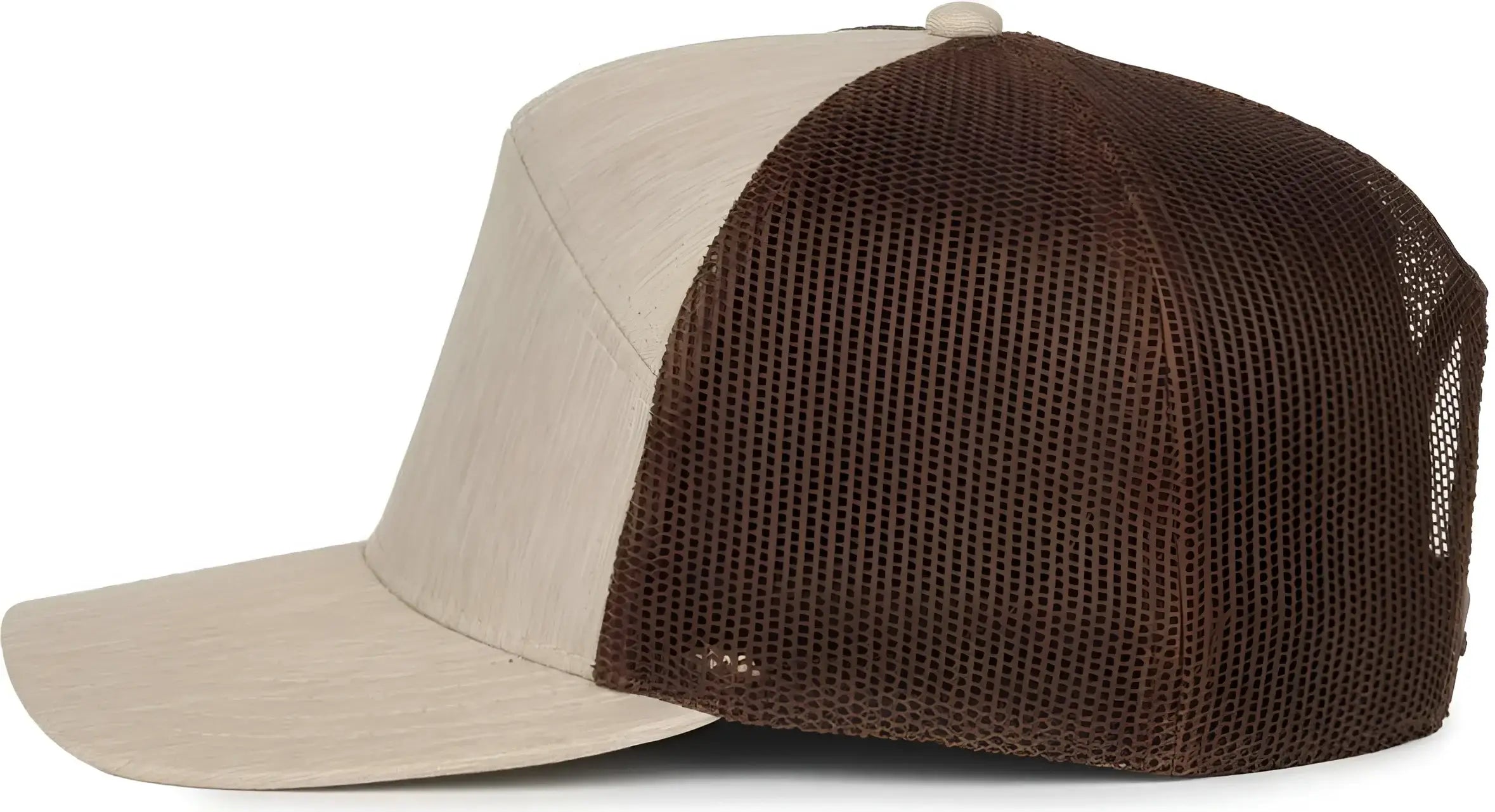 OC Sports OC106 7-Panel Mesh Back Cap -Heathered Stone Brown - Brown / OSFM