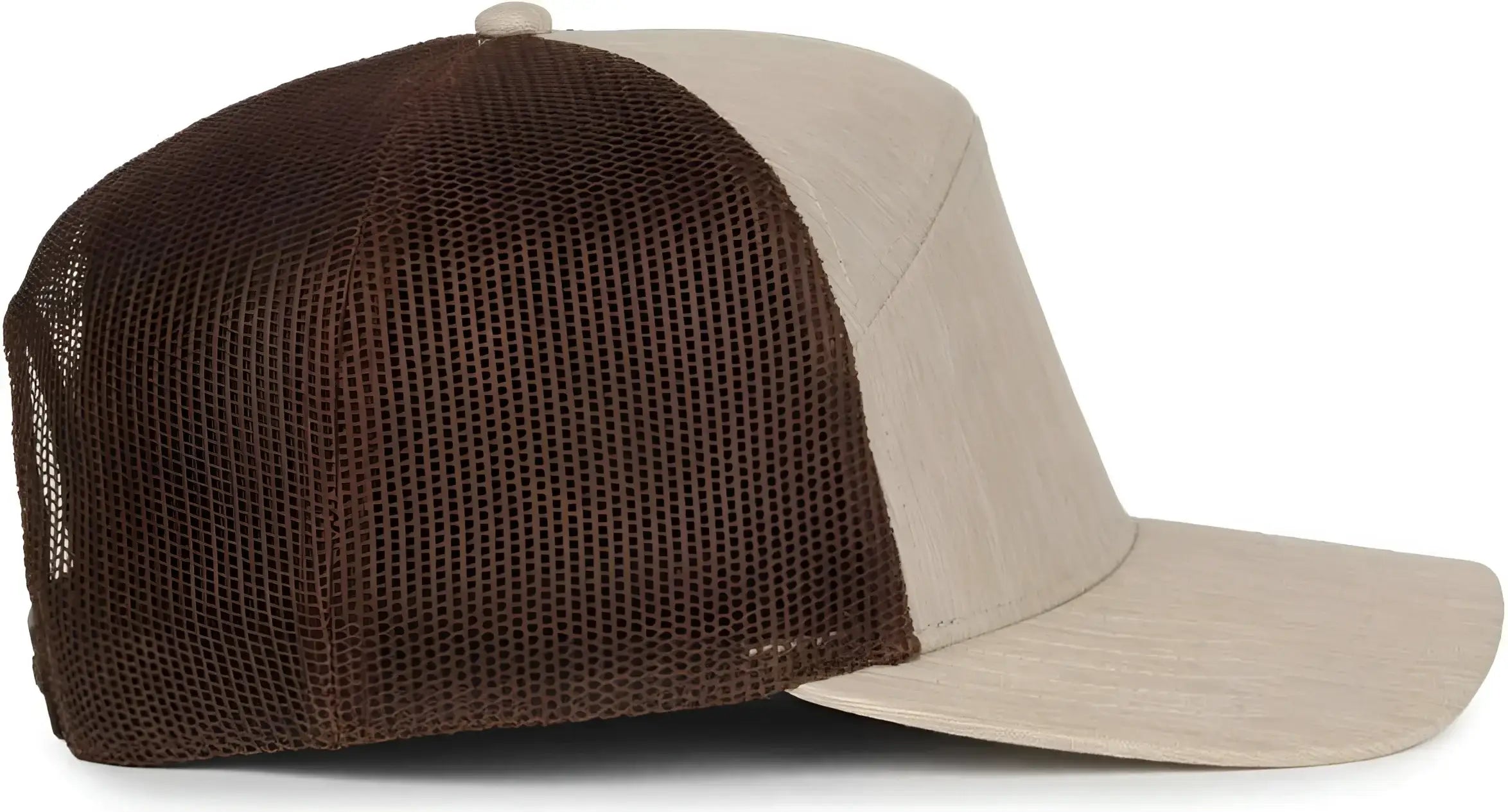 OC Sports OC106 7-Panel Mesh Back Cap -Heathered Stone Brown - Brown / OSFM
