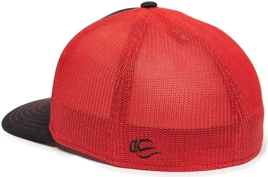 OC Sports OC12M Phenom Performance Twill Front Panel Cap -Black Red