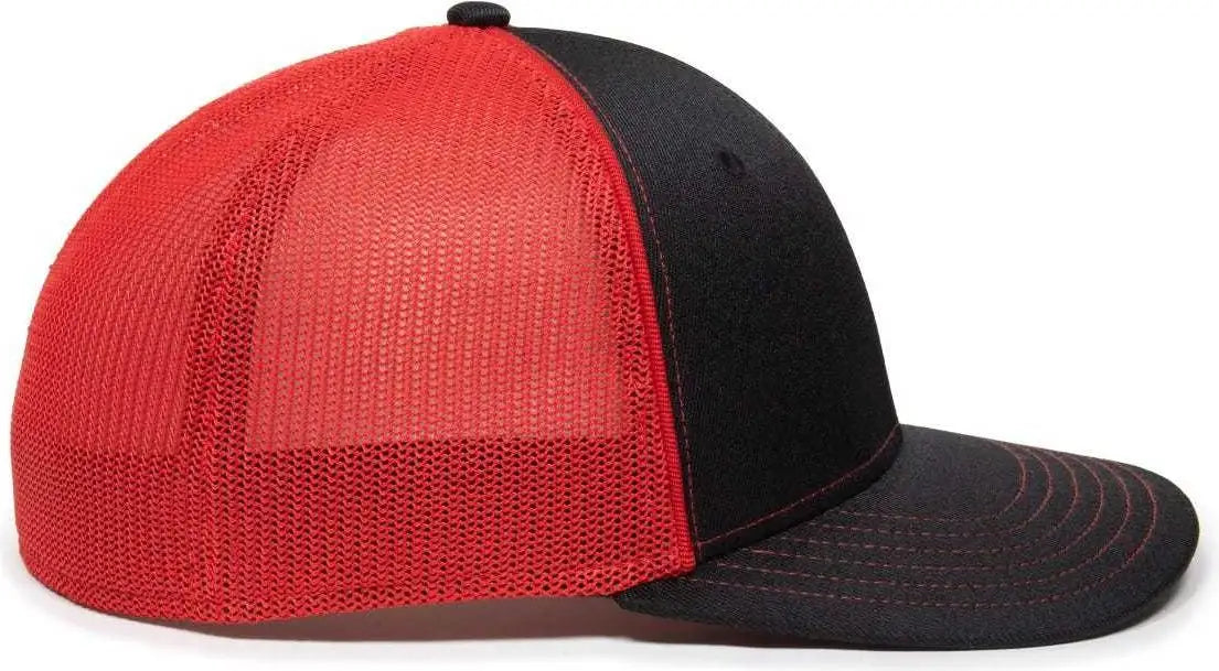 OC Sports OC12M Phenom Performance Twill Front Panel Cap -Black Red