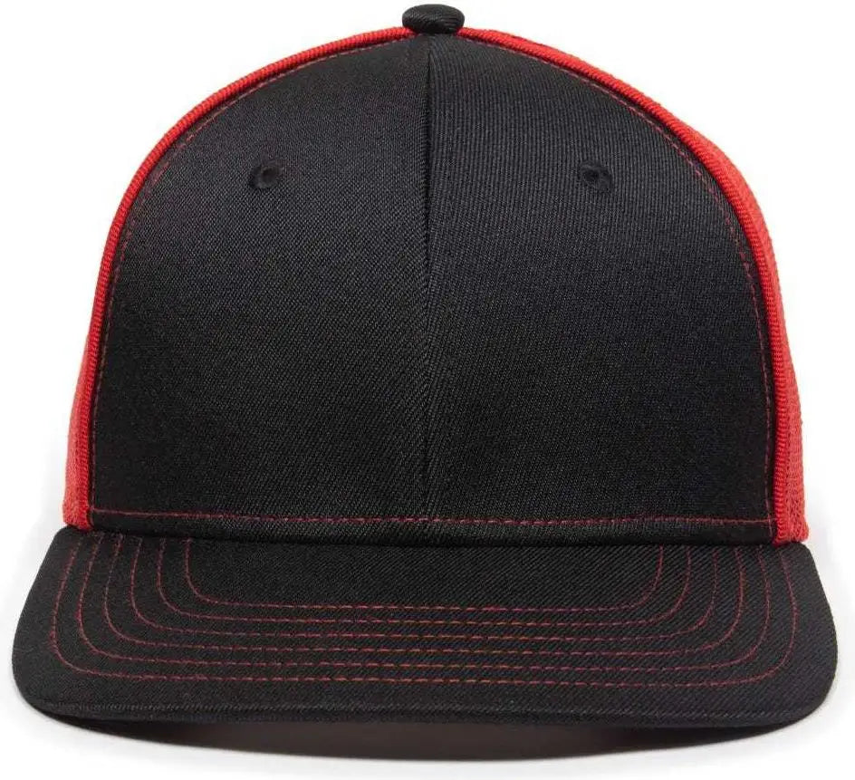 OC Sports OC12M Phenom Performance Twill Front Panel Cap -Black Red