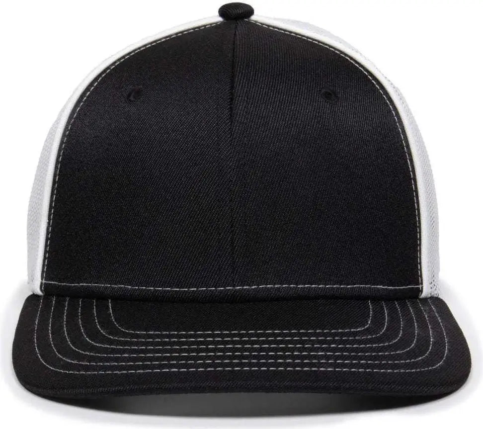 OC Sports OC12M Phenom Performance Twill Front Panel Cap -Black White