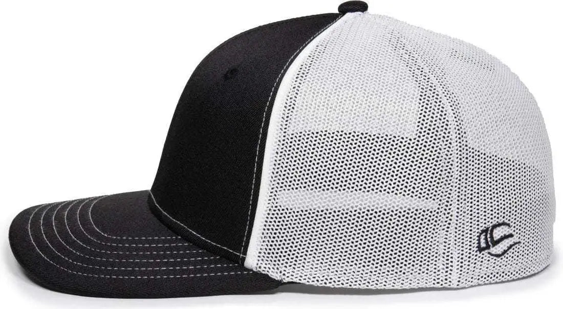 OC Sports OC12M Phenom Performance Twill Front Panel Cap -Black White