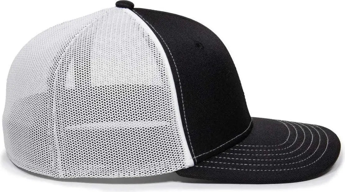 OC Sports OC12M Phenom Performance Twill Front Panel Cap -Black White