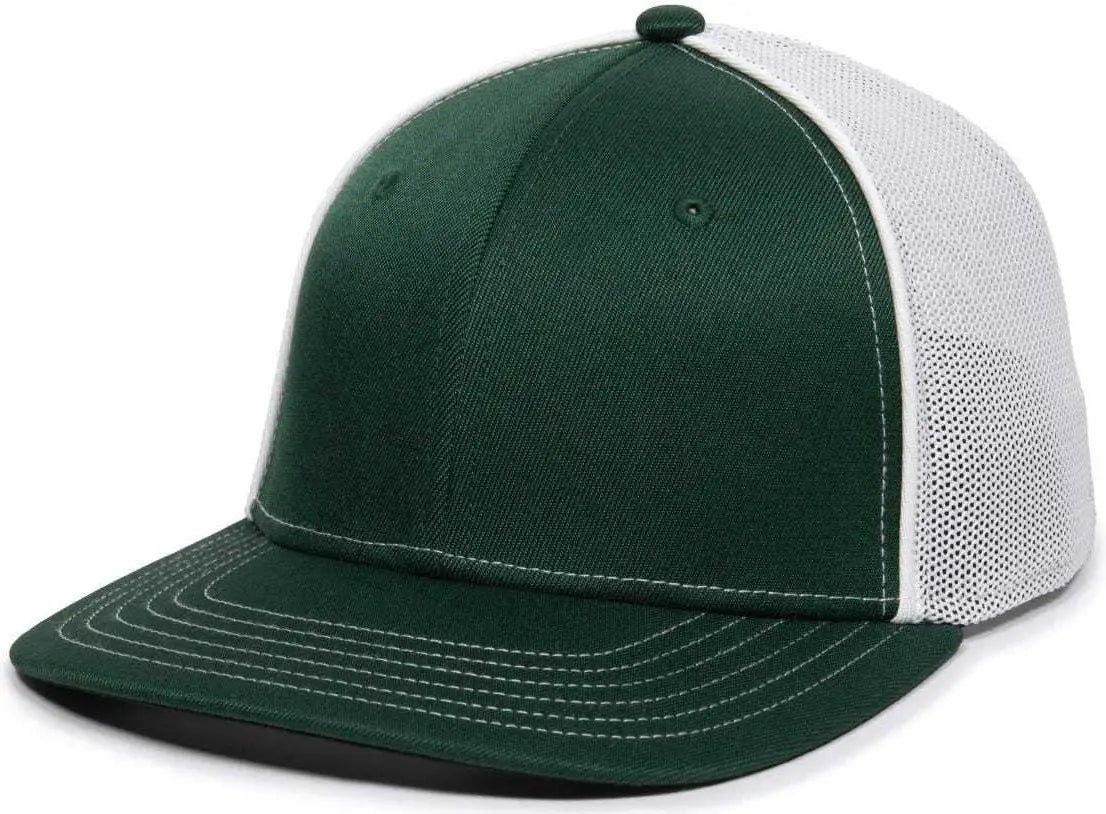 OC Sports OC12M Phenom Performance Twill Front Panel Cap -Dark Green White