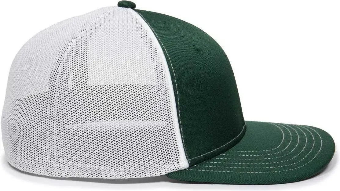 OC Sports OC12M Phenom Performance Twill Front Panel Cap -Dark Green White
