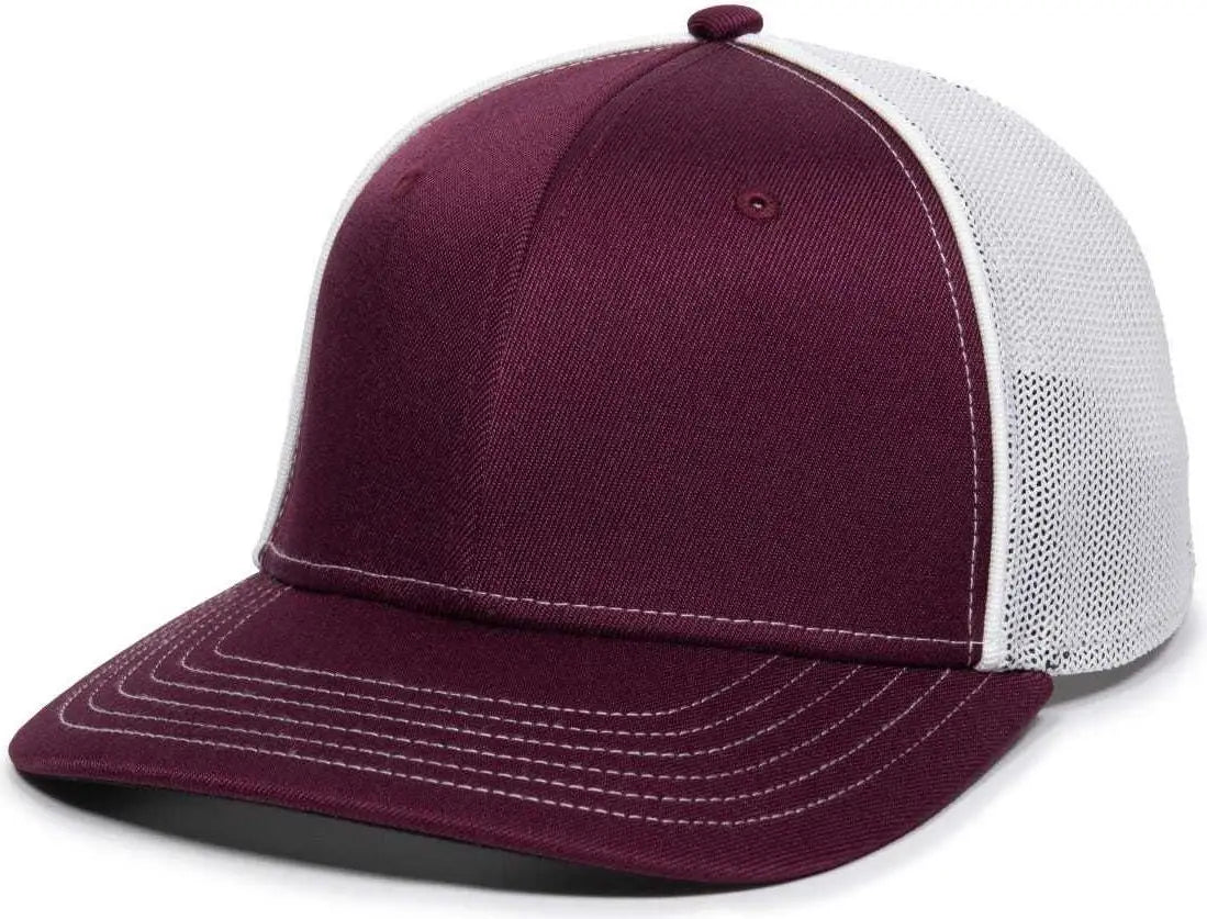 OC Sports OC12M Phenom Performance Twill Front Panel Cap -Maroon White