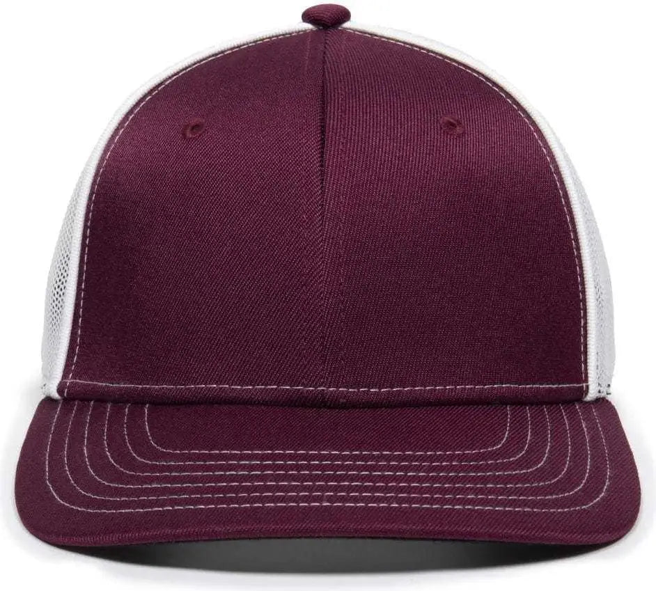 OC Sports OC12M Phenom Performance Twill Front Panel Cap -Maroon White