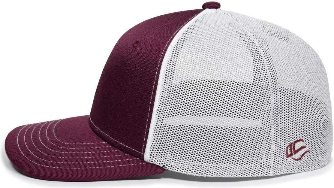OC Sports OC12M Phenom Performance Twill Front Panel Cap -Maroon White